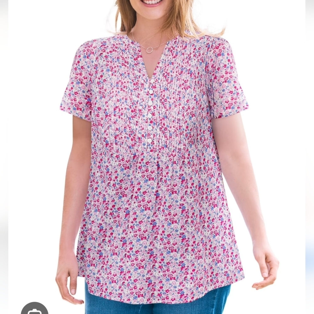 WOMAN WITHIN Floral Short Sleeve Blouse Plus Size 22/24